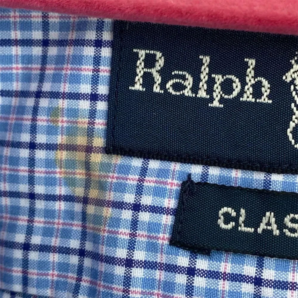 Ralph Lauren Men's XL Blue Check Short Sleeve Button-Up Shirt